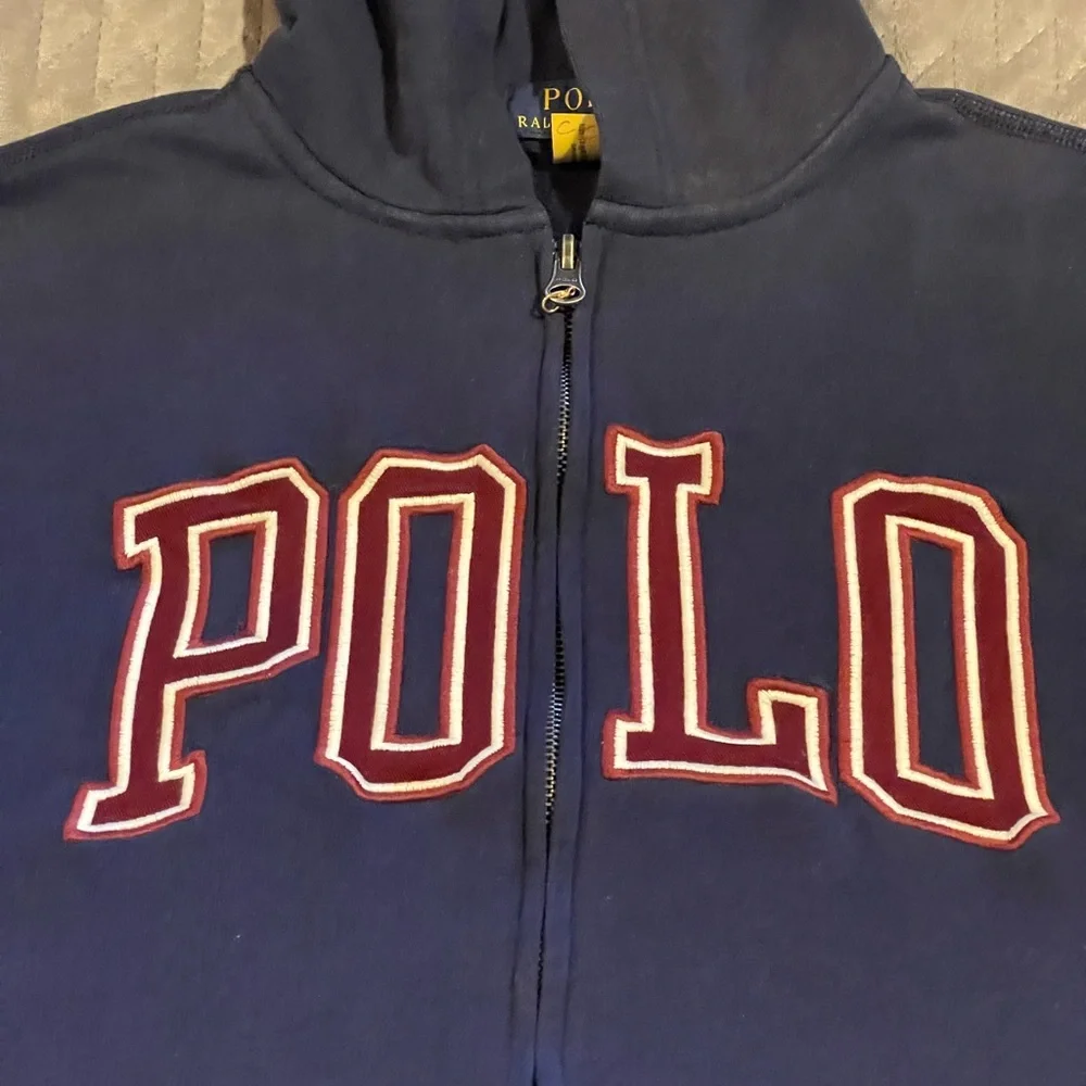Polo Ralph Lauren full zip hoodie kids large 14-16 blue pre-owned‎ condition